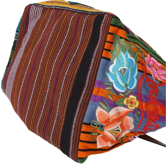 Christian Louboutin Mexicaba Tote Bag Green Orange Multi Jacquard Felt Leather - Picture 8 of 10